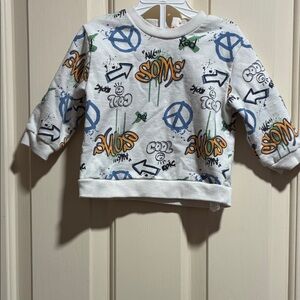 Kids Graphic Sweatshirt - White with Blue, Green, Orange Accents